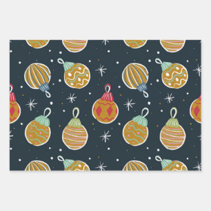 Retro Christmas Ornament Wrapping Paper