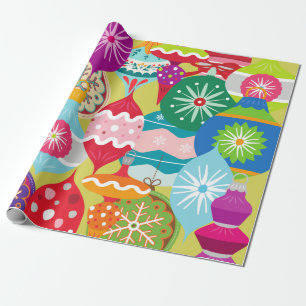 Retro Christmas Ornament Wrapping Paper