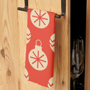 Retro Christmas Ornaments Colourful Vintage  Tea Towel