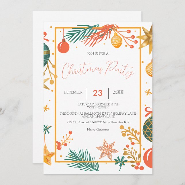 Retro Christmas Ornaments Company Christmas Save The Date (Front/Back)