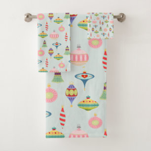 Retro Christmas Ornaments Mid Century Modern Bath Towel Set
