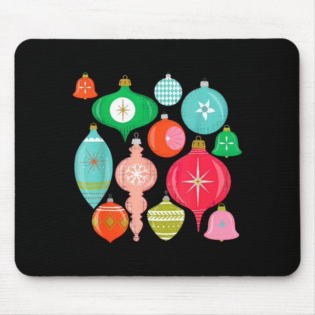 Retro Christmas Ornaments Mid Century Modern  Mouse Pad (Front)