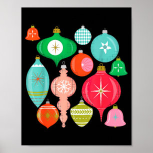 Retro Christmas Ornaments Mid Century Modern  Poster