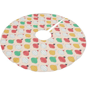 Retro Christmas Ornaments Pattern Brushed Polyester Tree Skirt