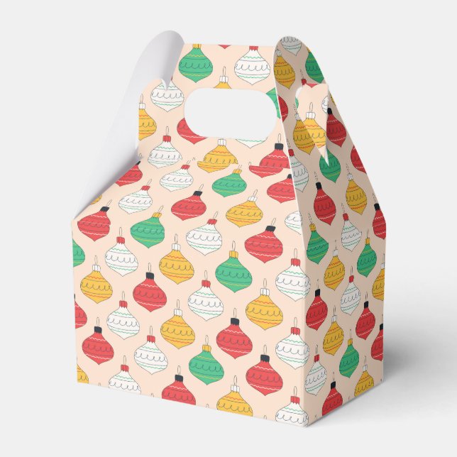 Retro Christmas Ornaments Pattern Favour Box (Front Side)