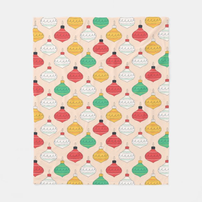 Retro Christmas Ornaments Pattern Fleece Blanket (Front)