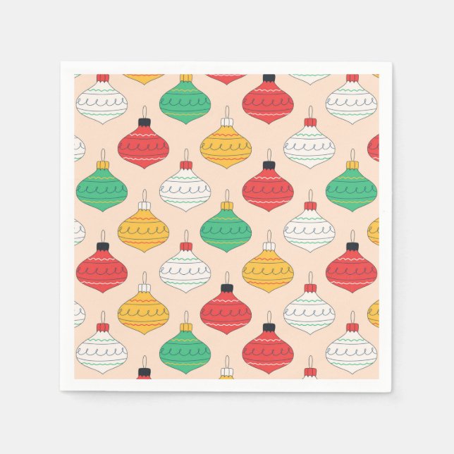 Retro Christmas Ornaments Pattern Napkin (Front)