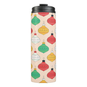Retro Christmas Ornaments Pattern Thermal Tumbler