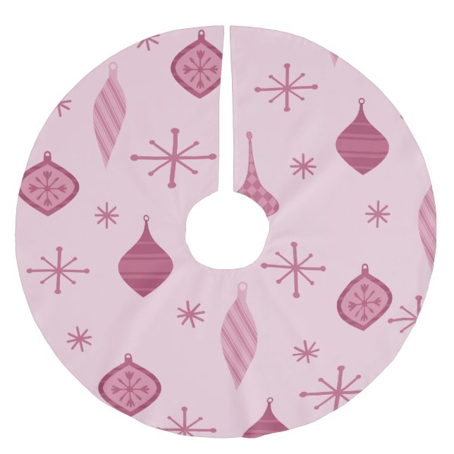 Retro Christmas Ornaments Red Brushed Polyester Tree Skirt (Front)