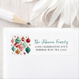 Retro Christmas Ornaments Return Address Label