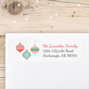Retro Christmas Ornaments Return Address Labels