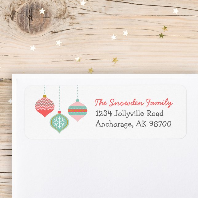 Retro Christmas Ornaments Return Address Labels (Creator Uploaded)