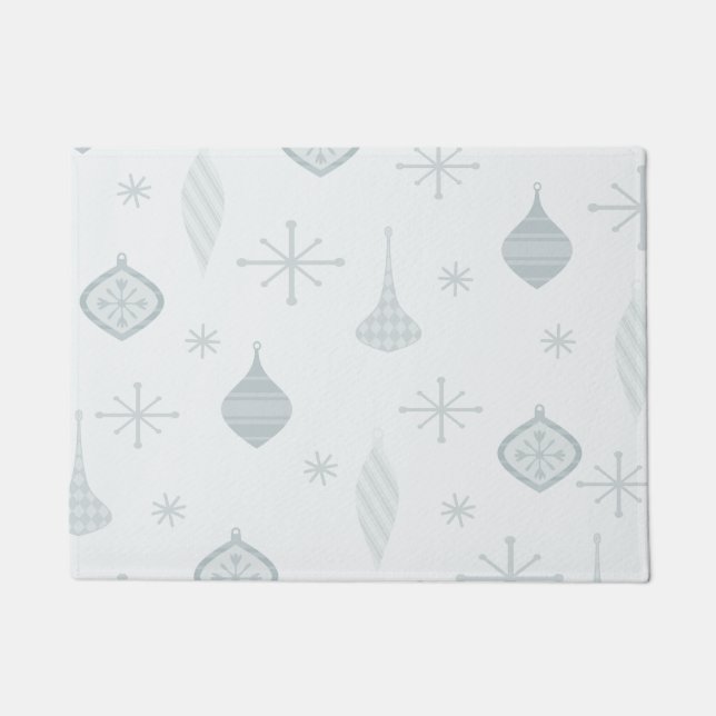 Retro Christmas Ornaments Silver Doormat (Front)