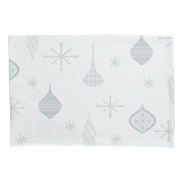 Retro Christmas Ornaments Silver Pillowcase (Front)