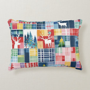 Retro Christmas Paid Chintz Reindeer Christmas Decorative Cushion
