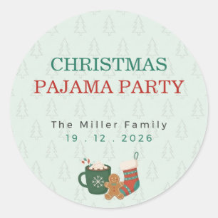 Retro Christmas Pajama Party Classic Round Sticker