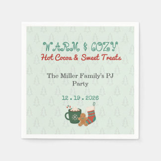 Retro Christmas Pajama Party Hot Cocoa Napkins