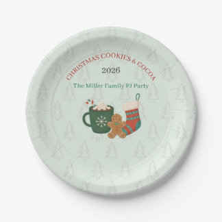 Retro Christmas Pajama Party Hot Cocoa Paper Plate