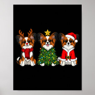 Retro Christmas Pallon Dog Lover Santa Reindeer Poster
