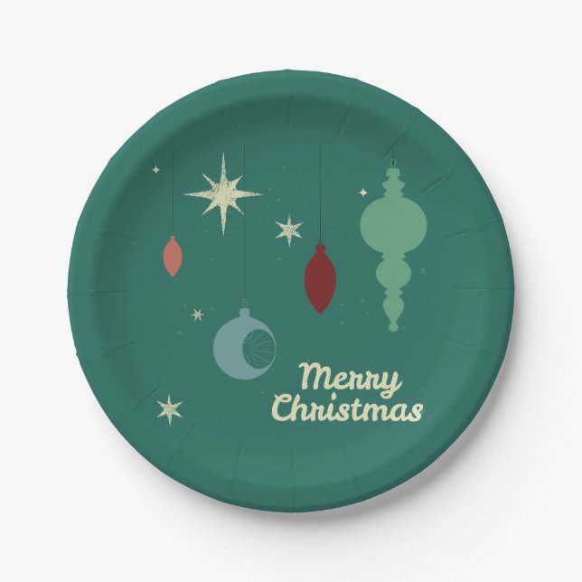 Retro Christmas Paper Plate (Front)