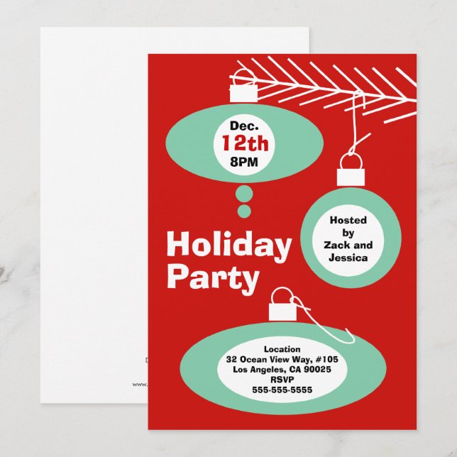 Retro Christmas Party Invitation (Front/Back)