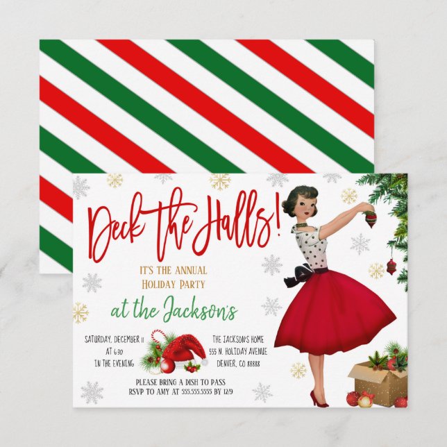 Retro Christmas Party Invitation (Front/Back)