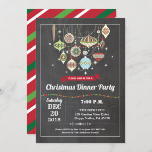 Retro Christmas party ornament exchange vintage Invitation