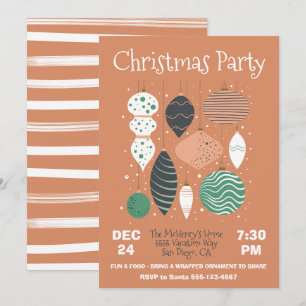 Retro Christmas Party Ornament Invitation