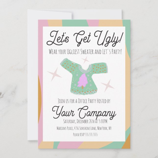 Retro Christmas Party Ugly Sweater Event Invitation (Front)
