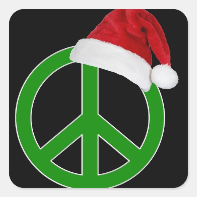 Retro Christmas Peace Sign Square Sticker (Front)
