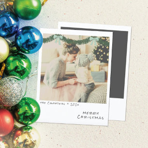 Retro Christmas Photo Card - Green & Blue Garland