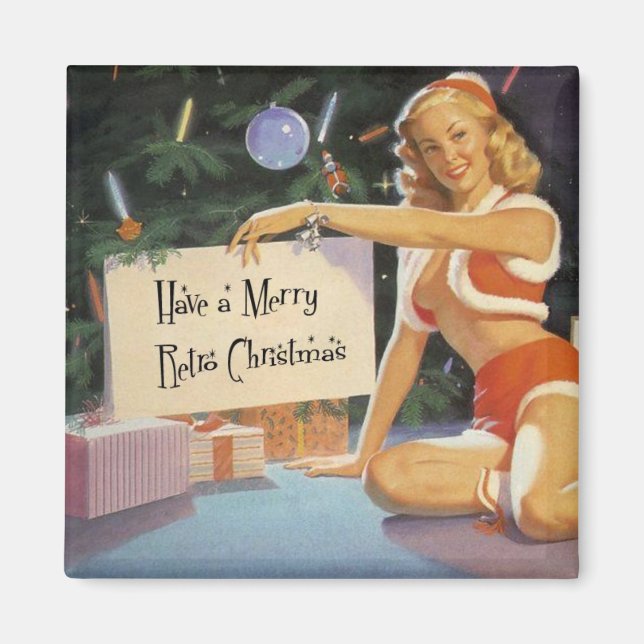 Retro Christmas Pin Up Magnet (Front)