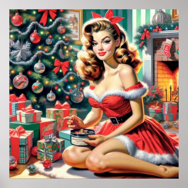 Retro Christmas Pin Up Poster (Front)