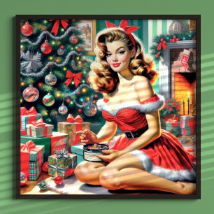 Retro Christmas Pin Up Poster