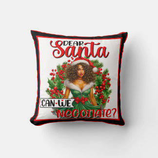 Retro Christmas Pinup Dear Santa Can We Negotiate Cushion