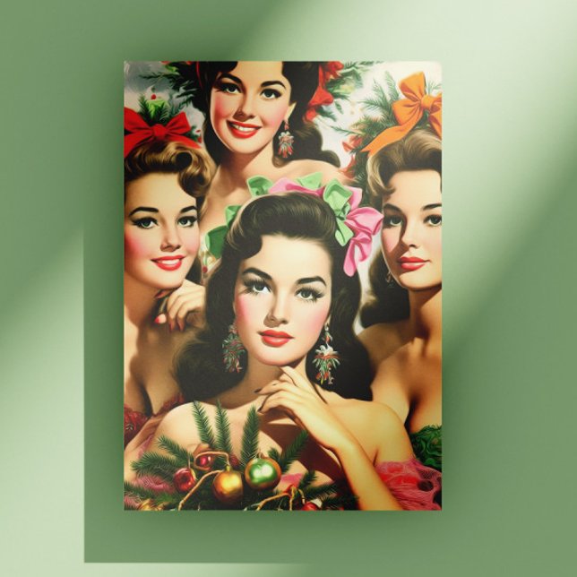 Retro Christmas Pinups Postcard (Creator Uploaded)
