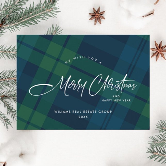 Retro Christmas Plaid Corporate Greeting Holiday Card (Creator Uploaded)