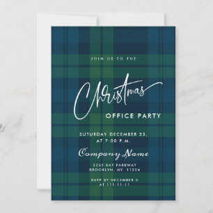Retro Christmas Plaid Corporate Holiday Party Invitation