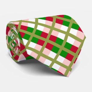 Retro Christmas Plaid Pattern Tie
