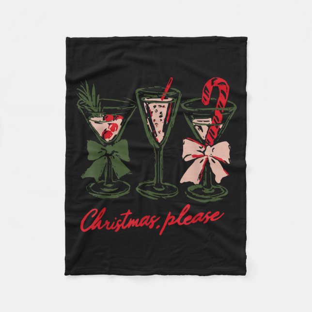 Retro Christmas Please Retro Festive Tail Coquette Fleece Blanket (Front)