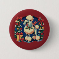 Retro Christmas Poodle Vintage 1950's Holiday Dog