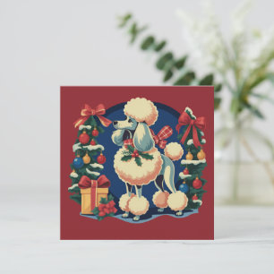 Retro Christmas Poodle Vintage 1950's Holiday Dog  Card