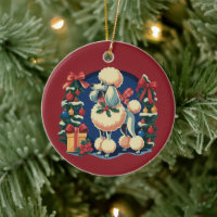 Retro Christmas Poodle Vintage 1950's Holiday Dog