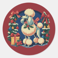 Retro Christmas Poodle Vintage 1950's Holiday Dog