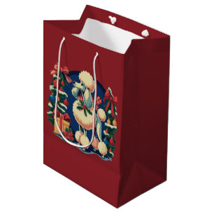 Retro Christmas Poodle Vintage 1950's Holiday Dog Medium Gift Bag