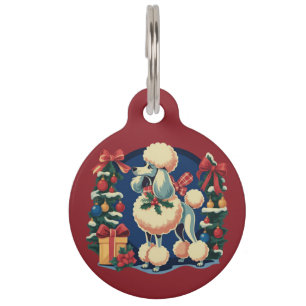 Retro Christmas Poodle Vintage 1950's Holiday Dog Pet Tag