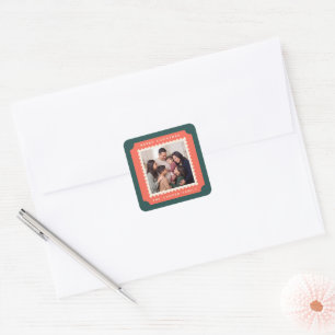 Retro Christmas Postage Stamp Photo Square Sticker