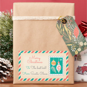 Retro Christmas Postage Stamps Labels - Balls