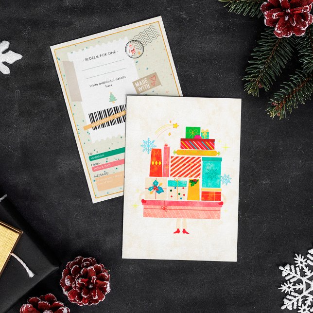 Retro Christmas Presents Xmas Ticket Gift Coupon (Creator Uploaded)