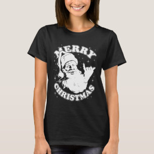 Retro Christmas Rad Vintage Santa Shaka Surf T-Shirt